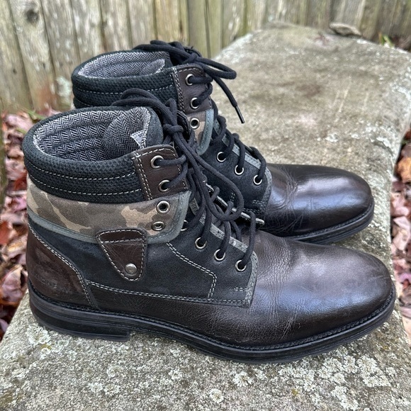 UNIONBAY Men’s‎ Distressed Leather Mid-Top Boots - Size 11 - Picture 1 of 10